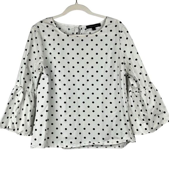 Tommy Hilfiger Polka Dot 3/4 Bell Sleeve Blouse Large - Picture 1 of 9